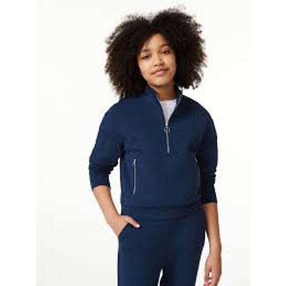 Youth Free Assembly Blue Long Sleeve Quarter Zip Track Jacket Sweater L 10/12 - Picture 1 of 10